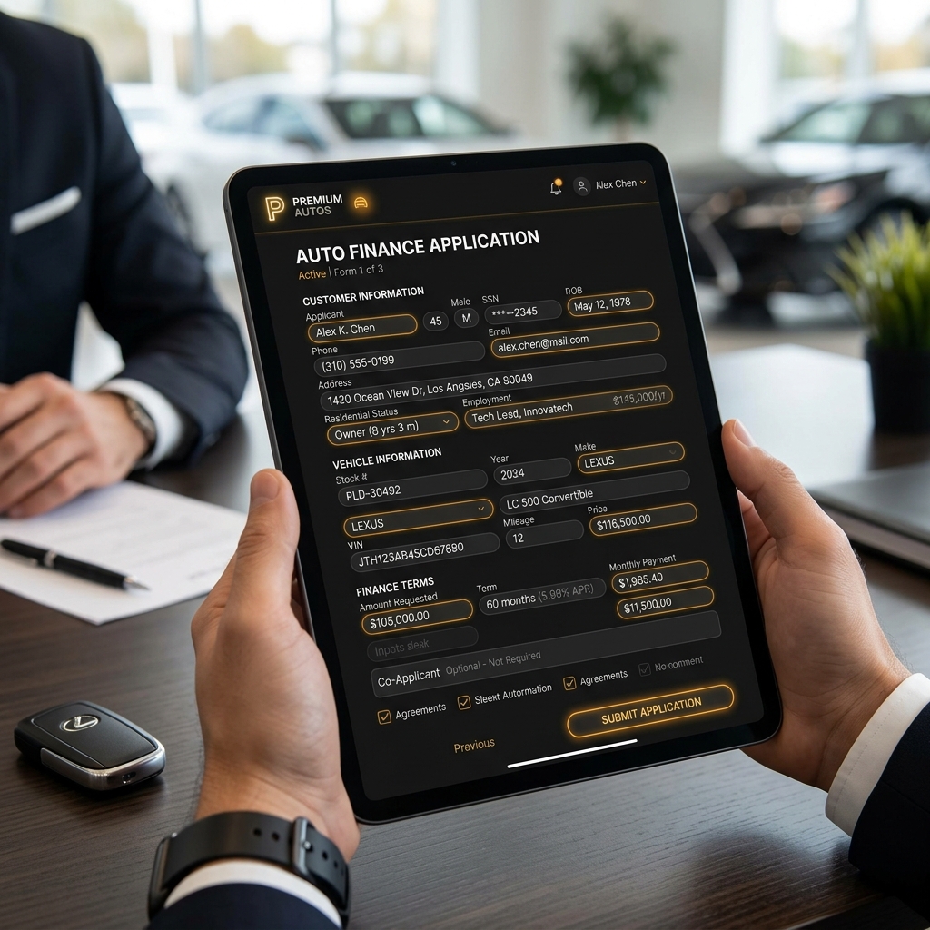 Pre-Filled Finance Application